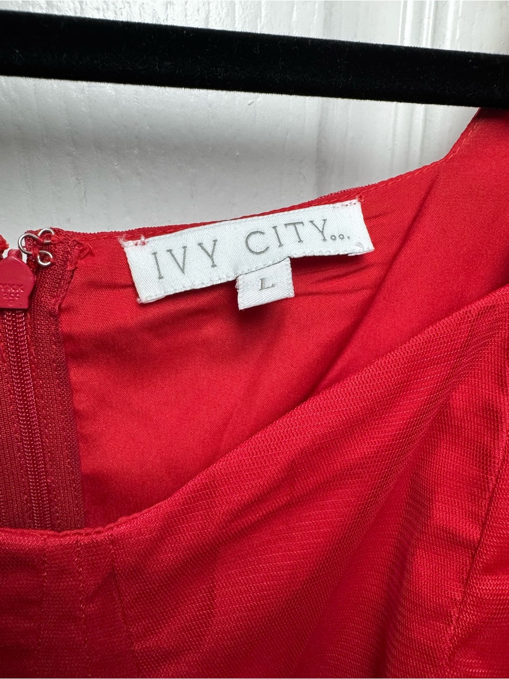 ‼️SALE Ivy City Co Red Ballerina Tulle Midi Dress Puff Sleeve  Neckline Formal - Picture 9 of 9